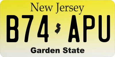 NJ license plate B74APU