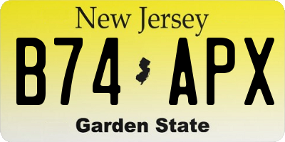 NJ license plate B74APX