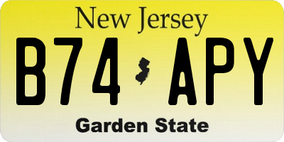NJ license plate B74APY
