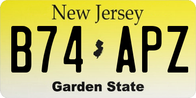 NJ license plate B74APZ