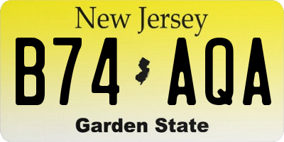NJ license plate B74AQA