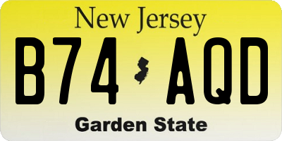 NJ license plate B74AQD