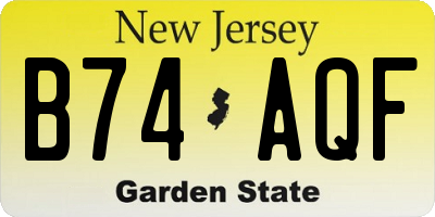 NJ license plate B74AQF