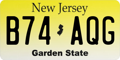 NJ license plate B74AQG