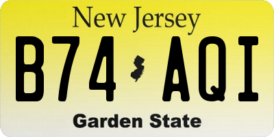 NJ license plate B74AQI