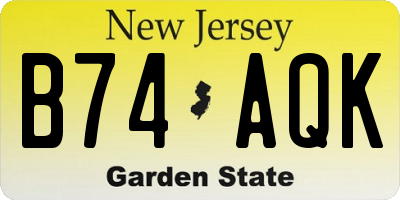 NJ license plate B74AQK
