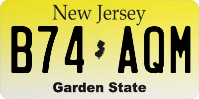 NJ license plate B74AQM