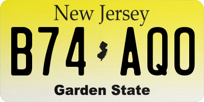 NJ license plate B74AQO