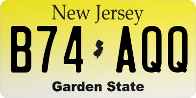 NJ license plate B74AQQ