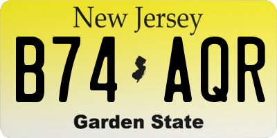 NJ license plate B74AQR