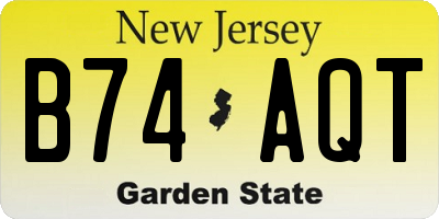 NJ license plate B74AQT