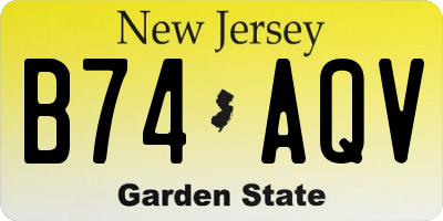 NJ license plate B74AQV
