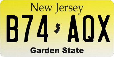 NJ license plate B74AQX