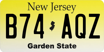 NJ license plate B74AQZ
