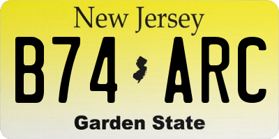 NJ license plate B74ARC