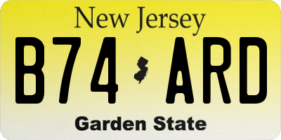 NJ license plate B74ARD