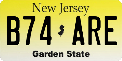 NJ license plate B74ARE