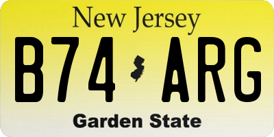 NJ license plate B74ARG
