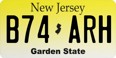 NJ license plate B74ARH