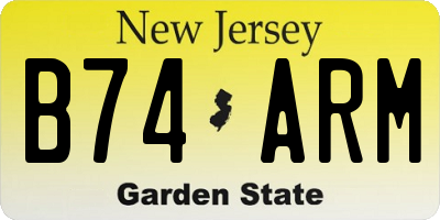 NJ license plate B74ARM