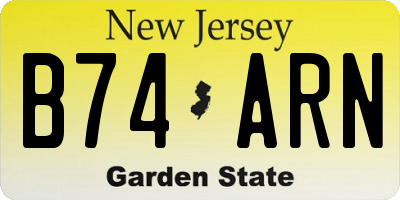 NJ license plate B74ARN