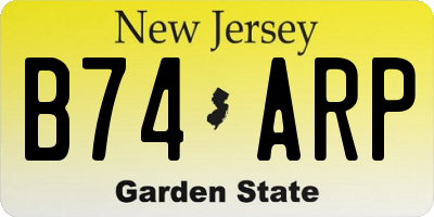 NJ license plate B74ARP