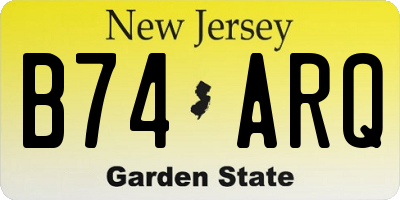 NJ license plate B74ARQ