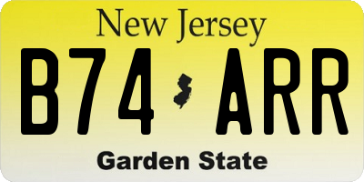 NJ license plate B74ARR