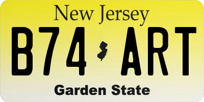 NJ license plate B74ART