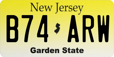 NJ license plate B74ARW