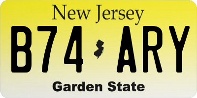 NJ license plate B74ARY