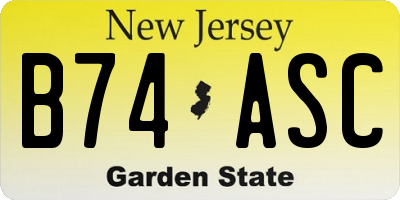 NJ license plate B74ASC