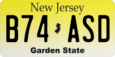 NJ license plate B74ASD