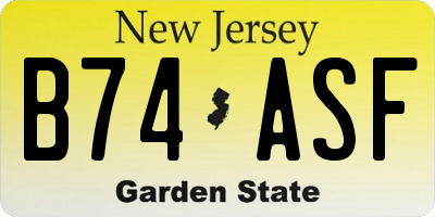 NJ license plate B74ASF