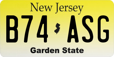 NJ license plate B74ASG