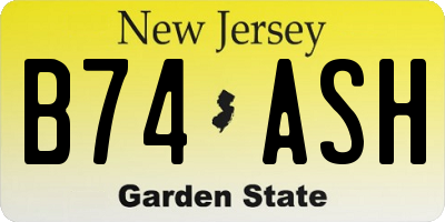NJ license plate B74ASH