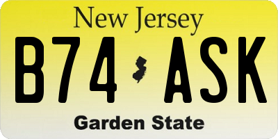 NJ license plate B74ASK