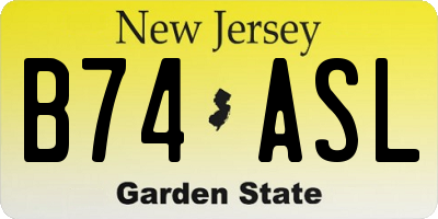 NJ license plate B74ASL