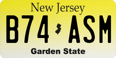 NJ license plate B74ASM