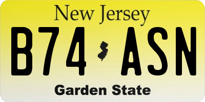 NJ license plate B74ASN