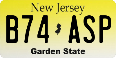 NJ license plate B74ASP