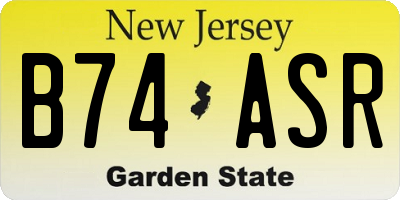 NJ license plate B74ASR