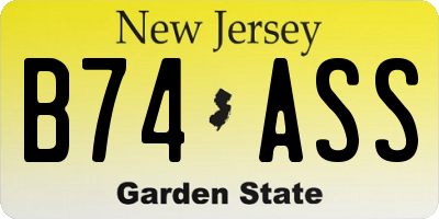 NJ license plate B74ASS