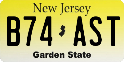 NJ license plate B74AST