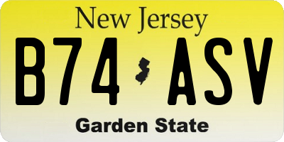 NJ license plate B74ASV