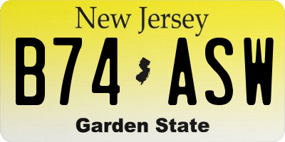 NJ license plate B74ASW