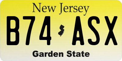 NJ license plate B74ASX