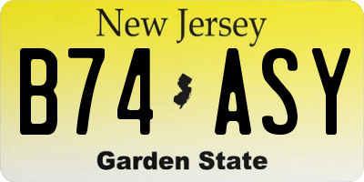 NJ license plate B74ASY