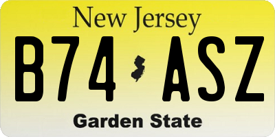 NJ license plate B74ASZ
