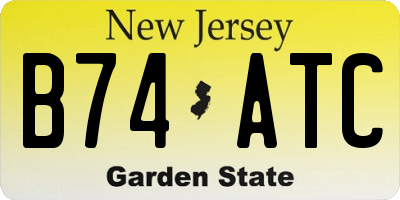 NJ license plate B74ATC